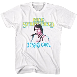Maglietta bianca per adulti Rick Springfield Jessie's Girl
