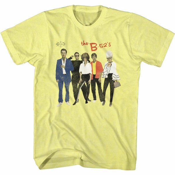 The B-52's Retro Band Photo Yellow Heather Adult T-Shirt