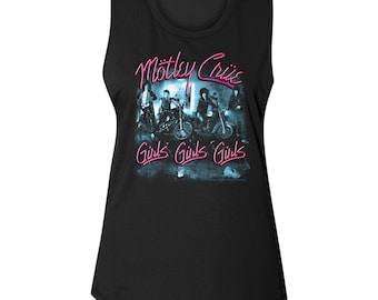 Motley Crue Girls Girls Girls Black Women&#39;s Muscle Tank Top T-Shirt