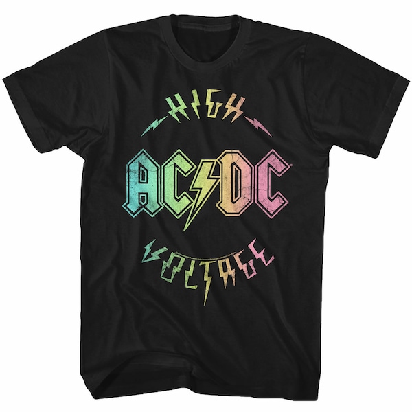 AC/DC Multicolor Voltage Black Adult T-Shirt