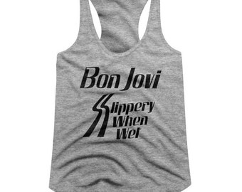 Bon Jovi Slippery When Wet Heather Junior Camiseta sin mangas con espalda cruzada para mujer