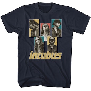 Maglietta per adulti blu navy Incubus Band Member Boxes