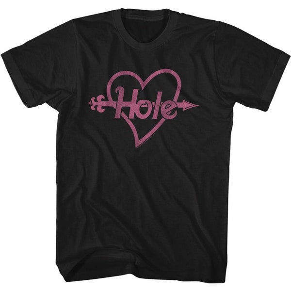 Trou Pink Heart et Arrow Black Adult T-Shirt