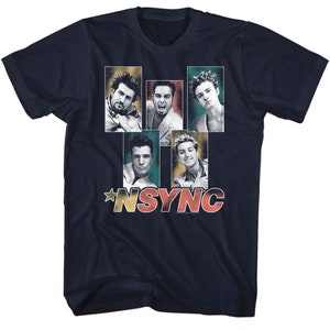 Maglietta blu navy con motivo a scatole scintillanti NSYNC