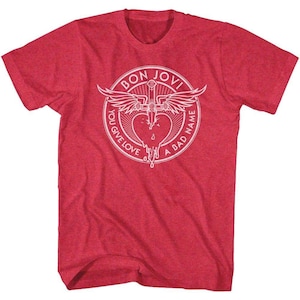 Bon Jovi Bad Name Vintage Red Adult T-Shirt