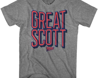 Back To The Future Great Scott Graphite Heather Adult T-Shirt
