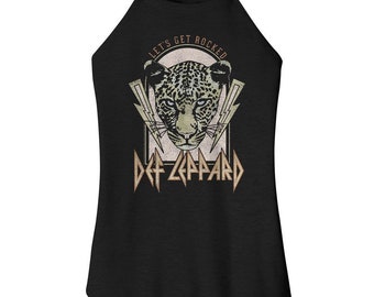 Def Leppard Lightning Bolts Let's Get Rocked Black Women's Sleeveless Rocker Tank Top