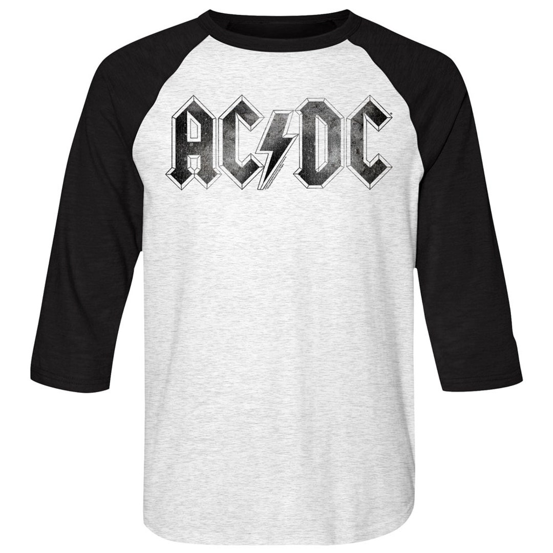 AC/DC Distressed Logo White/black Adult Raglan Baseball T-shirt - Etsy