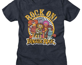 Fraggle Rock Rock On Navy Heather Women's T-Shirt