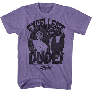 Bill and Ted Excellent Dude Retro Purple Heather Adult T-Shirt