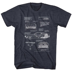 Back to the Future Blueprint Navy Heather Adult T-Shirt