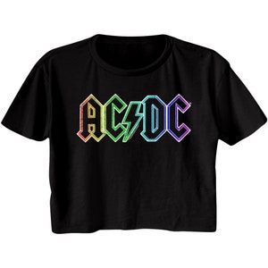 AC/DC Rainbow Logo Black Women&#39;s Festival Cali Crop T-Shirt