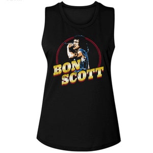 Bon Scott AC/DC Gold Name Black Women&#39;s Muscle Tank Top T-Shirt