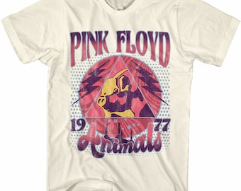 Camiseta para adultos con animales de Pink Floyd en color natural