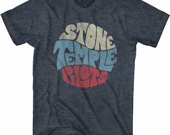 Stone Temple Pilots Circular Text Navy Heather Adult T-Shirt