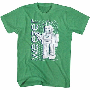 Weezer Robot Kelly Heather Adult T-Shirt