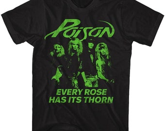 Poison Every Rose Has Its Thorn Black Adult T-Shirt