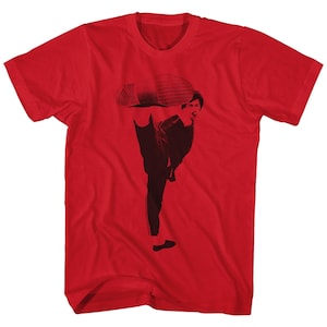 Bruce Lee Kick Red T-shirt dla dorosłych