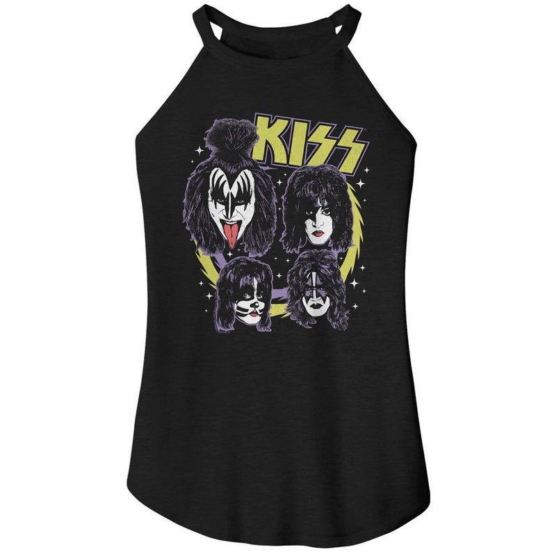 Kiss Spike Circles Black Women's Sleeveless Rocker T-Shirt image 1