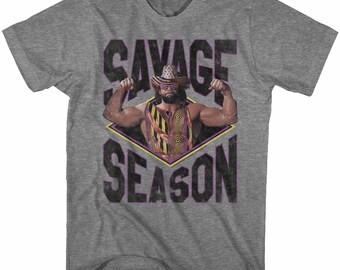 Macho Man Savage Season Graphite Heather T-Shirt für Erwachsene