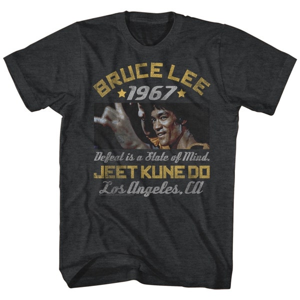 Bruce Lee Box Smirk Black Heather Adult T-Shirt