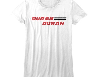May include: White t-shirt with a red "Duran Duran" logo printed on the front.
