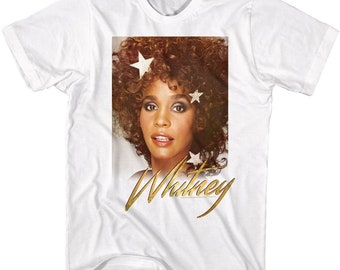 Whitney Houston Stars and Shine White Adult T-Shirt