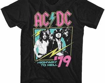 ACDC Men's T-shirt Highway to Hell Neon Graphic Tshirt, AC