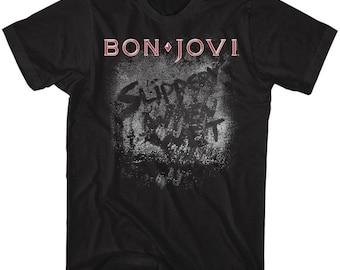 Bon Jovi Slippery When Wet Black Adult T-Shirt