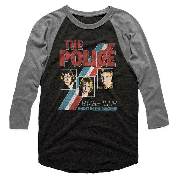 The Police Ghost In The Machine  Black/Heather Adult Raglan Baseball T-Shirt