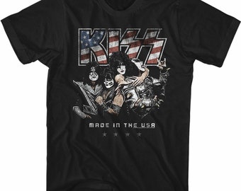 Kiss Amerikiss Black Adult T-Shirt
