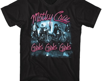 Motley Crue Girls Girls Girls Retro Black T-shirt Modeled Size L