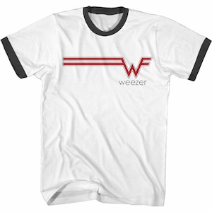 Weezer W Streak White/Black Adult S/S Ringer T-Shirt