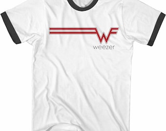 Weezer W Streak White/Black Adult S/S Ringer T-Shirt