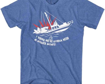 Jaws Bigger Boat Royal Heather Adult T-Shirt