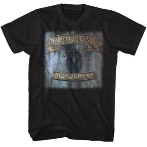 Bon Jovi Shirt New Jersey 1983 Tour Men's Graphic Tee Hair Bon Jovi Shirt New Jersey 1983 Tour Men's Graphic Tee Hair