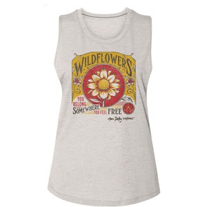 Tom Petty Wildflowers Parchment Women's Slub Sleeveless Crew Neck T-Shirt
