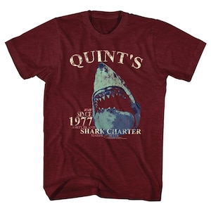 Jaws Quint&#39;s Charter Vintage Maroon Heather Adult T-Shirt