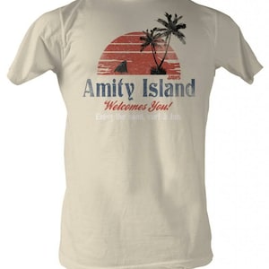 Jaws Amity Island Natural Adult T-Shirt