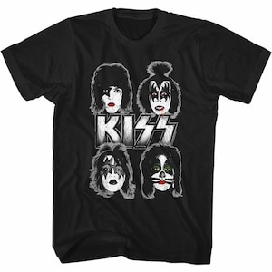 Kiss Band Faces Black Adult Classic T-Shirt
