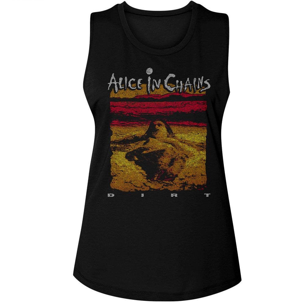 アリス・イン・チェインズ ダート アルバムアート ブラック レディース マッスルタンクトップ Tシャツ
