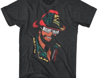Macho Man Glasses Black Heather Adult T-Shirt