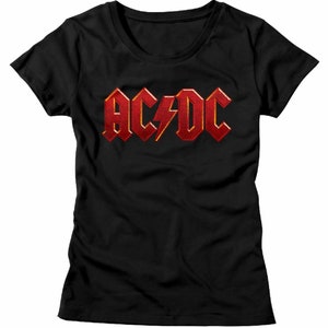 AC/DC Distressed Red Black Junior Women's T-shirt - Etsy
