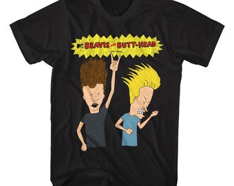 Beavis and Butt-head Rockin Out Black T-shirt - Etsy