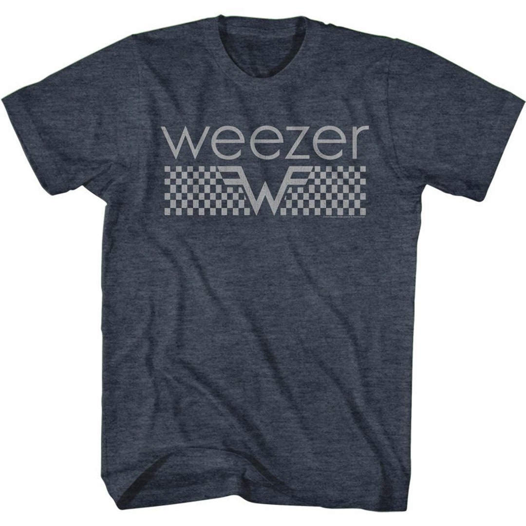 Weezer Checkered Navy Heather Adult T-shirt - Etsy