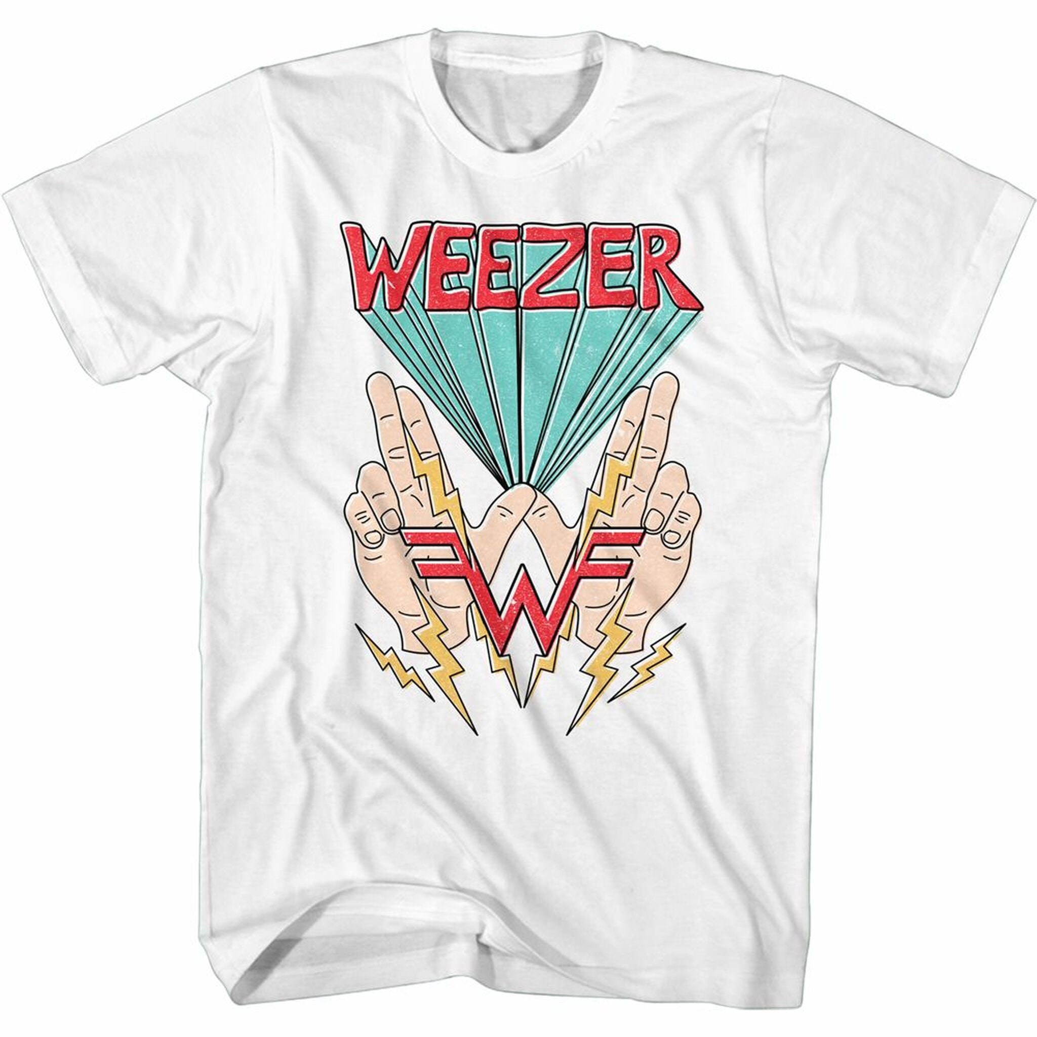 Discover Weezer W Hnde und Blitz  T-Shirt