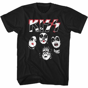 Kiss Logo Faces Black Adult Classic T-Shirt