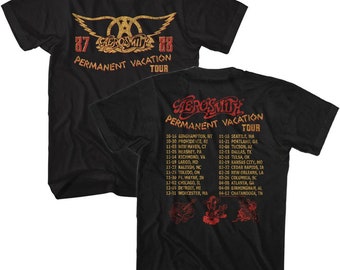 AeroSmith Permanent Urlaubs Tour 87-88 Schwarz T-Shirt für Erwachsene