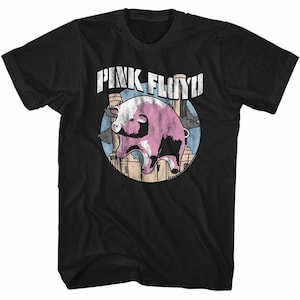 Camiseta adulta preta Pink Floyd Flying Pig