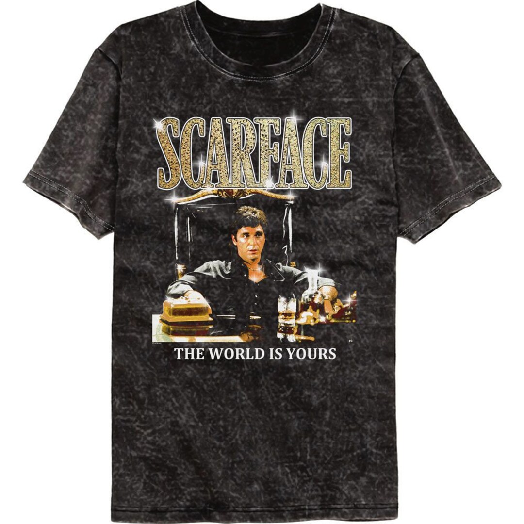 Buy Scarface Gold Logo Mineral Wash Black T-shirt Online in India